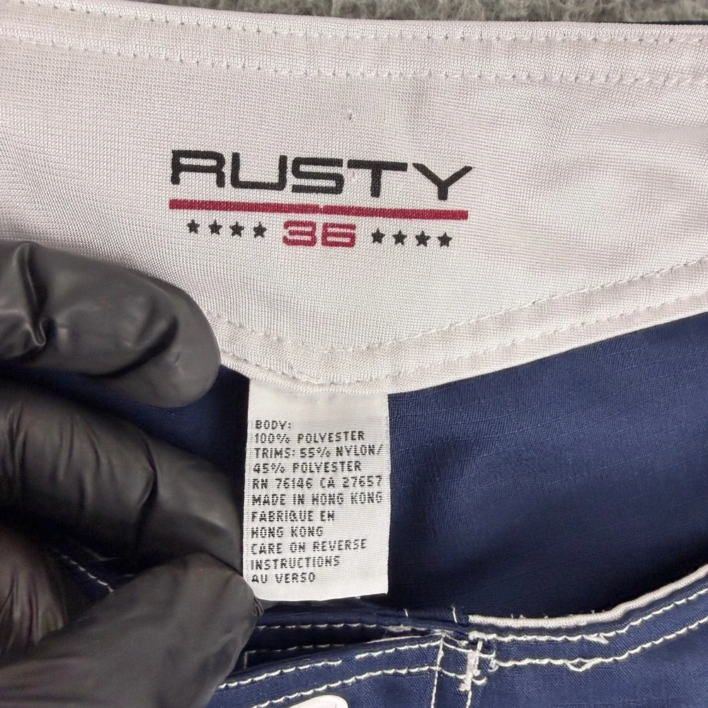 Rusty Board Shorts Mens 36 Navy Blue Vintage Ripstop Mesh Cargo Swim Trunks‎